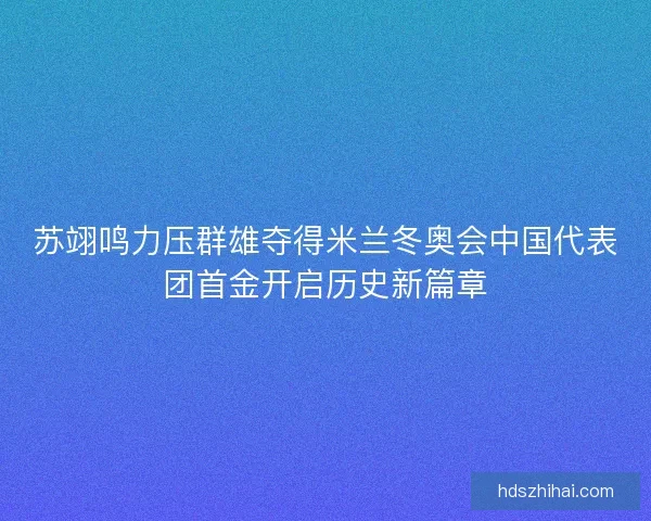 苏翊鸣力压群雄夺得米兰冬奥会中国代表团首金开启历史新篇章